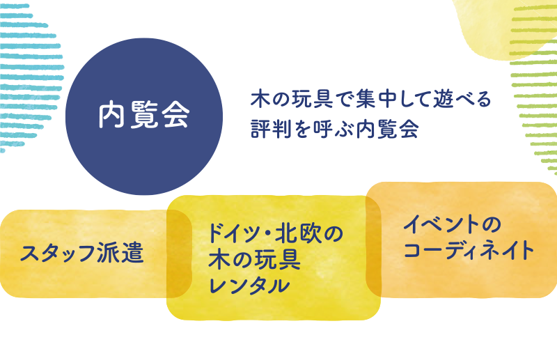 [内覧会]木の玩具で集中して遊べる評判を呼ぶ内覧会　『スタッフ派遣』『ドイツ・北欧の木の玩具レンタル』『イベントのコーディネイト』