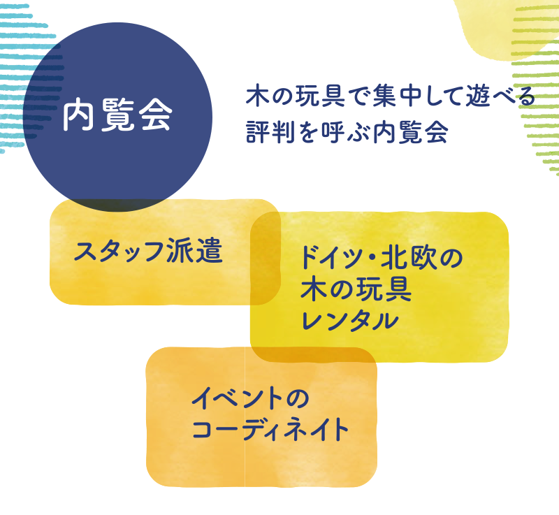 [内覧会]木の玩具で集中して遊べる評判を呼ぶ内覧会　『スタッフ派遣』『ドイツ・北欧の木の玩具レンタル』『イベントのコーディネイト』